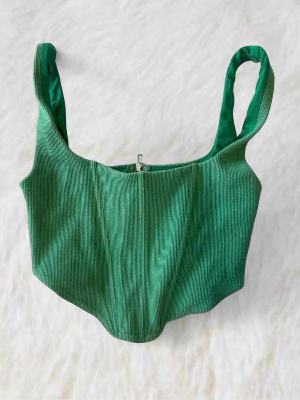 Princess Polly Green Square Neck Ribbed Crop Top